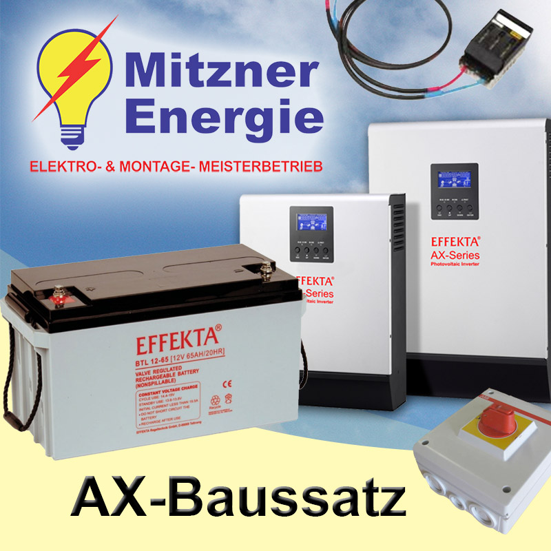 Hybrid Set1 AX-Bausatz 1KVA 12V/ 200Wp-PV Solaranlage / 1,2KWh 12V  Batteriespeicher / OHNE Anmeldung!